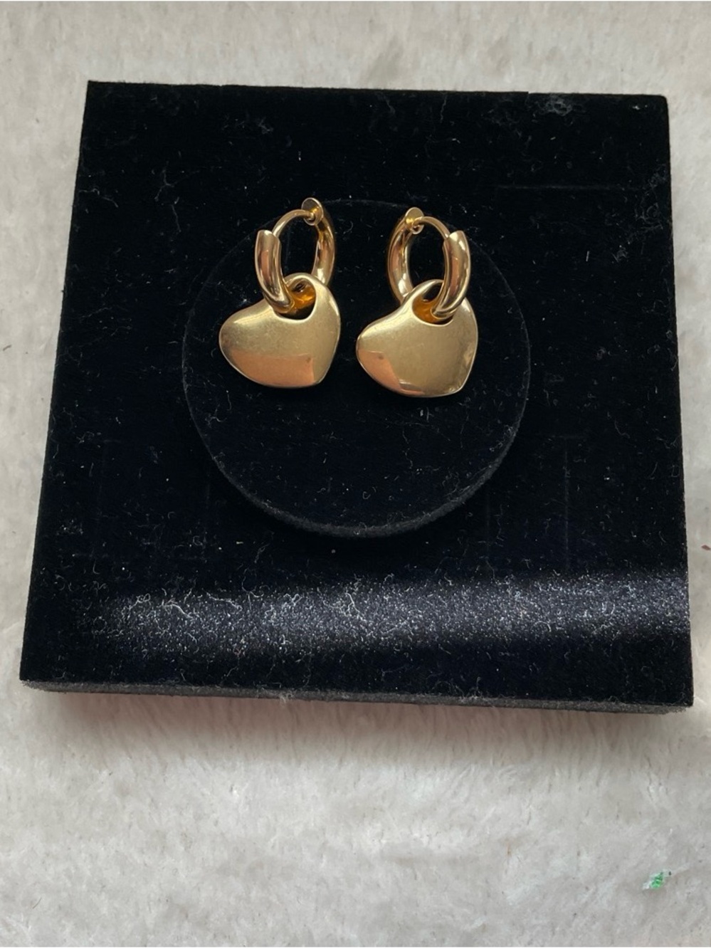Gold Heart Charm Hoop Earrings for Women